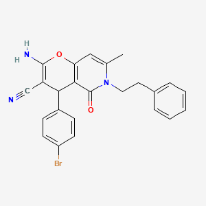 molecular formula C24H20BrN3O2 B2888106 2-amino-4-(4-bromophenyl)-7-methyl-5-oxo-6-phenethyl-5,6-dihydro-4H-pyrano[3,2-c]pyridine-3-carbonitrile CAS No. 848990-02-3
