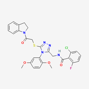 2-chloro-N-((4-(2,5-dimethoxyphenyl)-5-((2-(indolin-1-yl)-2-oxoethyl)thio)-4H-1,2,4-triazol-3-yl)methyl)-6-fluorobenzamide