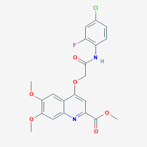 molecular formula C21H18ClFN2O6 B2888110 Methyl 4-{[(4-chloro-2-fluorophenyl)carbamoyl]methoxy}-6,7-dimethoxyquinoline-2-carboxylate CAS No. 1358125-11-7