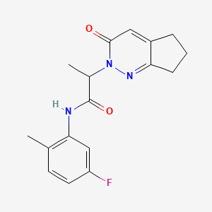 molecular formula C17H18FN3O2 B2888112 N-(5-fluoro-2-methylphenyl)-2-{3-oxo-2H,3H,5H,6H,7H-cyclopenta[c]pyridazin-2-yl}propanamide CAS No. 2097899-44-8
