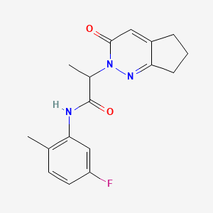 molecular formula C17H18FN3O2 B2888112 N-(5-fluoro-2-methylphenyl)-2-(3-oxo-3,5,6,7-tetrahydro-2H-cyclopenta[c]pyridazin-2-yl)propanamide CAS No. 2097899-44-8