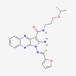 (E)-2-amino-1-((furan-2-ylmethylene)amino)-N-(3-isopropoxypropyl)-1H-pyrrolo[2,3-b]quinoxaline-3-carboxamide