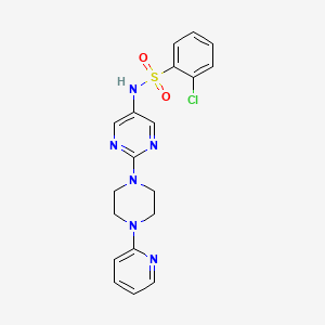molecular formula C19H19ClN6O2S B2888117 2-氯-N-(2-(4-(吡啶-2-基)哌嗪-1-基)嘧啶-5-基)苯磺酰胺 CAS No. 1396786-42-7