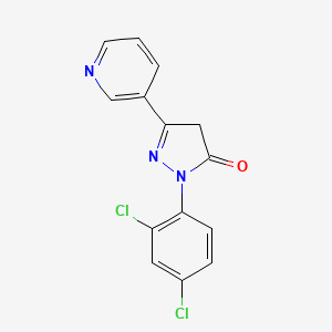 molecular formula C14H9Cl2N3O B2888133 2-(2,4-dichlorophenyl)-5-(3-pyridinyl)-2,4-dihydro-3H-pyrazol-3-one CAS No. 338757-78-1