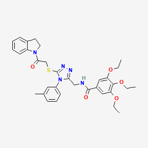 molecular formula C33H37N5O5S B2888142 N-[(5-{[2-(2,3-dihydro-1H-indol-1-yl)-2-oxoethyl]sulfanyl}-4-(3-methylphenyl)-4H-1,2,4-triazol-3-yl)methyl]-3,4,5-triethoxybenzamide CAS No. 309969-26-4