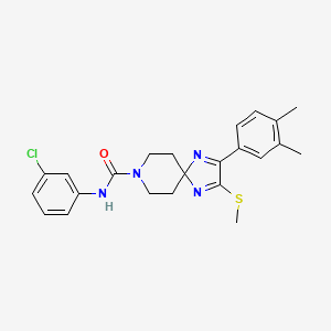 molecular formula C23H25ClN4OS B2888163 N-(3-CHLOROPHENYL)-2-(3,4-DIMETHYLPHENYL)-3-(METHYLSULFANYL)-1,4,8-TRIAZASPIRO[4.5]DECA-1,3-DIENE-8-CARBOXAMIDE CAS No. 894885-58-6