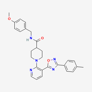 molecular formula C28H29N5O3 B2888176 N-[(4-methoxyphenyl)methyl]-1-{3-[3-(4-methylphenyl)-1,2,4-oxadiazol-5-yl]pyridin-2-yl}piperidine-4-carboxamide CAS No. 1351844-75-1