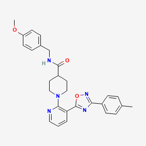 4-chloro-N-[7-(cyclohexylsulfonyl)-1,4-dimethyl-2,3-dioxo-1,2,3,4-tetrahydroquinoxalin-6-yl]benzamide