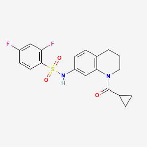 molecular formula C19H18F2N2O3S B2888213 N-[1-(cyclopropanecarbonyl)-3,4-dihydro-2H-quinolin-7-yl]-2,4-difluorobenzenesulfonamide CAS No. 932507-50-1