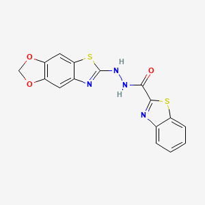 molecular formula C16H10N4O3S2 B2888215 N'-{4,6-dioxa-10-thia-12-azatricyclo[7.3.0.0^{3,7}]dodeca-1(9),2,7,11-tetraen-11-yl}-1,3-benzothiazole-2-carbohydrazide CAS No. 851988-59-5