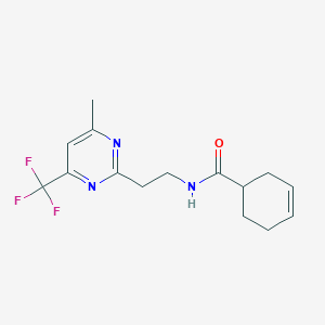 molecular formula C15H18F3N3O B2888230 N-{2-[4-methyl-6-(trifluoromethyl)pyrimidin-2-yl]ethyl}cyclohex-3-ene-1-carboxamide CAS No. 1396674-93-3