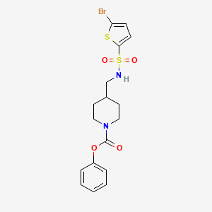 molecular formula C17H19BrN2O4S2 B2888231 Phenyl 4-((5-bromothiophene-2-sulfonamido)methyl)piperidine-1-carboxylate CAS No. 1235353-03-3