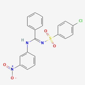 molecular formula C19H14ClN3O4S B2888232 4-Chloro-N-((3-nitro-phenylamino)-phenyl-methylene)-benzenesulfonamide CAS No. 31790-00-8