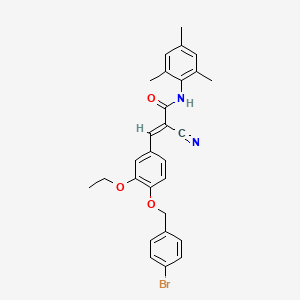 (E)-3-[4-[(4-bromophenyl)methoxy]-3-ethoxyphenyl]-2-cyano-N-(2,4,6-trimethylphenyl)prop-2-enamide