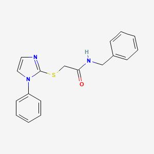 molecular formula C18H17N3OS B2888244 N-benzyl-2-((1-phenyl-1H-imidazol-2-yl)thio)acetamide CAS No. 851130-88-6