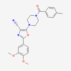 2-(3,4-Dimethoxyphenyl)-5-(4-(4-methylbenzoyl)piperazin-1-yl)oxazole-4-carbonitrile