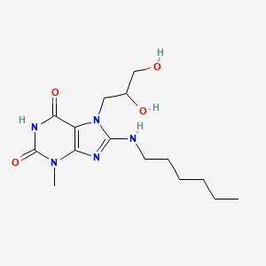 B2888306 7-(2,3-Dihydroxypropyl)-8-(hexylamino)-3-methylpurine-2,6-dione CAS No. 505080-75-1