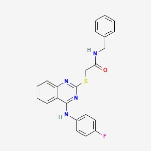 molecular formula C23H19FN4OS B2888307 N-benzyl-2-({4-[(4-fluorophenyl)amino]quinazolin-2-yl}sulfanyl)acetamide CAS No. 422533-75-3