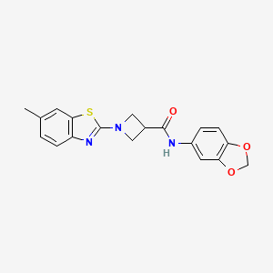 molecular formula C19H17N3O3S B2888308 N-(2H-1,3-benzodioxol-5-yl)-1-(6-methyl-1,3-benzothiazol-2-yl)azetidine-3-carboxamide CAS No. 1396843-59-6