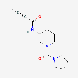molecular formula C14H21N3O2 B2888317 N-[1-(Pyrrolidine-1-carbonyl)piperidin-3-yl]but-2-ynamide CAS No. 2411254-32-3