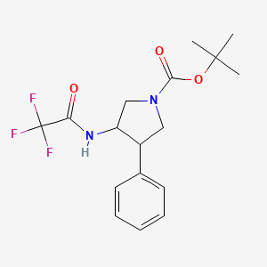 molecular formula C17H21F3N2O3 B2888341 Tert-butyl 3-phenyl-4-(trifluoroacetamido)pyrrolidine-1-carboxylate CAS No. 1803599-56-5