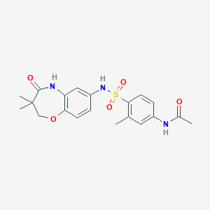 molecular formula C20H23N3O5S B2888356 N-(4-(N-(3,3-dimethyl-4-oxo-2,3,4,5-tetrahydrobenzo[b][1,4]oxazepin-7-yl)sulfamoyl)-3-methylphenyl)acetamide CAS No. 922133-65-1
