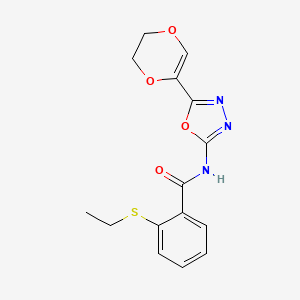 N-[5-(2,3-dihydro-1,4-dioxin-5-yl)-1,3,4-oxadiazol-2-yl]-2-ethylsulfanylbenzamide