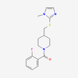 (2-fluorophenyl)(4-(((1-methyl-1H-imidazol-2-yl)thio)methyl)piperidin-1-yl)methanone