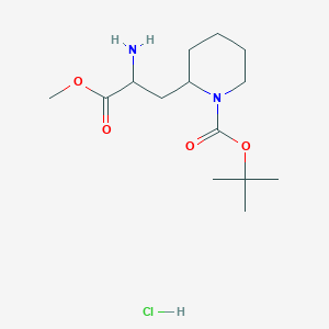 molecular formula C14H27ClN2O4 B2888405 Tert-butyl 2-(2-amino-3-methoxy-3-oxopropyl)piperidine-1-carboxylate hydrochloride CAS No. 2241139-35-3