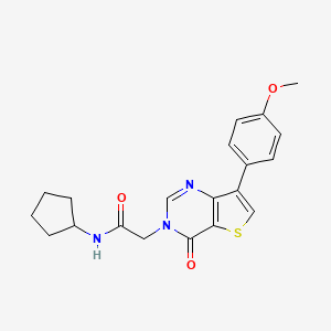 molecular formula C20H21N3O3S B2888425 N-cyclopentyl-2-[7-(4-methoxyphenyl)-4-oxo-3H,4H-thieno[3,2-d]pyrimidin-3-yl]acetamide CAS No. 1206990-25-1