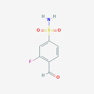 molecular formula C7H6FNO3S B2888455 3-Fluoro-4-formylbenzene-1-sulfonamide CAS No. 1289105-53-8