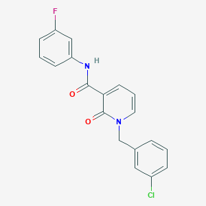 molecular formula C19H14ClFN2O2 B2888474 1-[(3-chlorophenyl)methyl]-N-(3-fluorophenyl)-2-oxo-1,2-dihydropyridine-3-carboxamide CAS No. 946222-21-5