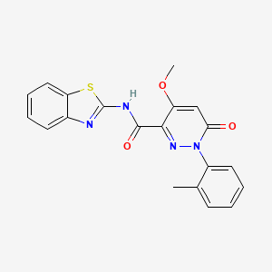 molecular formula C20H16N4O3S B2888475 N-(1,3-benzothiazol-2-yl)-4-methoxy-1-(2-methylphenyl)-6-oxo-1,6-dihydropyridazine-3-carboxamide CAS No. 942004-76-4