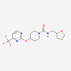 molecular formula C16H21F3N4O3 B2888520 N-[(oxolan-2-yl)methyl]-4-{[4-(trifluoromethyl)pyrimidin-2-yl]oxy}piperidine-1-carboxamide CAS No. 2380179-21-3