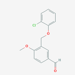 molecular formula C15H13ClO3 B2888556 3-[(2-Chlorophenoxy)methyl]-4-methoxybenzaldehyde CAS No. 438611-17-7