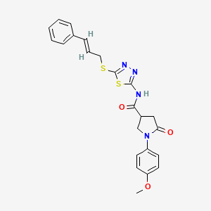 (E)-N-(5-(cinnamylthio)-1,3,4-thiadiazol-2-yl)-1-(4-methoxyphenyl)-5-oxopyrrolidine-3-carboxamide