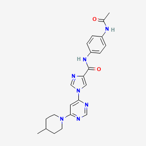 molecular formula C22H25N7O2 B2888594 N-(4-acetamidophenyl)-1-[6-(4-methylpiperidin-1-yl)pyrimidin-4-yl]-1H-imidazole-4-carboxamide CAS No. 1251678-08-6
