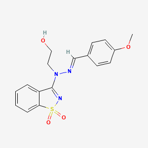 2-[(2E)-1-(1,1-dioxido-1,2-benzothiazol-3-yl)-2-(4-methoxybenzylidene)hydrazinyl]ethanol