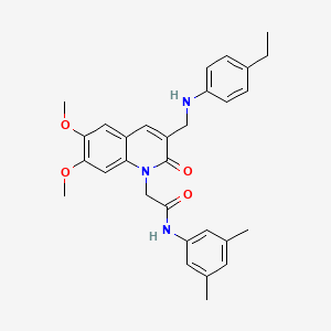 molecular formula C30H33N3O4 B2888609 N-(3,5-dimethylphenyl)-2-(3-{[(4-ethylphenyl)amino]methyl}-6,7-dimethoxy-2-oxo-1,2-dihydroquinolin-1-yl)acetamide CAS No. 893789-09-8