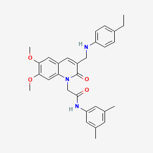 N-(3,5-dimethylphenyl)-2-(3-(((4-ethylphenyl)amino)methyl)-6,7-dimethoxy-2-oxoquinolin-1(2H)-yl)acetamide