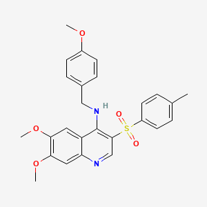 molecular formula C26H26N2O5S B2888633 6,7-dimethoxy-N-[(4-methoxyphenyl)methyl]-3-(4-methylbenzenesulfonyl)quinolin-4-amine CAS No. 899942-57-5