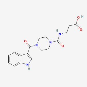 molecular formula C17H20N4O4 B2888635 N-{[4-(1H-indol-3-ylcarbonyl)piperazin-1-yl]carbonyl}-beta-alanine CAS No. 929823-13-2