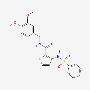 molecular formula C21H22N2O5S2 B2888646 N-[(3,4-dimethoxyphenyl)methyl]-3-(N-methylbenzenesulfonamido)thiophene-2-carboxamide CAS No. 1116017-32-3
