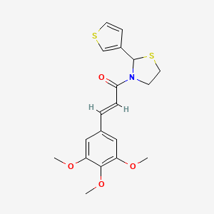 (E)-1-(2-(thiophen-3-yl)thiazolidin-3-yl)-3-(3,4,5-trimethoxyphenyl)prop-2-en-1-one