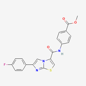molecular formula C20H14FN3O3S B2888670 Methyl 4-(6-(4-fluorophenyl)imidazo[2,1-b]thiazole-3-carboxamido)benzoate CAS No. 1049364-71-7