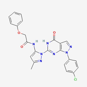 molecular formula C23H18ClN7O3 B2888674 N-(1-(1-(4-chlorophenyl)-4-oxo-4,5-dihydro-1H-pyrazolo[3,4-d]pyrimidin-6-yl)-3-methyl-1H-pyrazol-5-yl)-2-phenoxyacetamide CAS No. 1171535-68-4