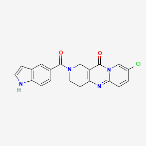 molecular formula C20H15ClN4O2 B2888682 8-chloro-2-(1H-indole-5-carbonyl)-3,4-dihydro-1H-dipyrido[1,2-a:4',3'-d]pyrimidin-11(2H)-one CAS No. 2034267-61-1