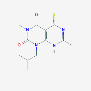 molecular formula C12H16N4O2S B2888684 3,7-dimethyl-1-(2-methylpropyl)-5-sulfanyl-1H,2H,3H,4H-[1,3]diazino[4,5-d]pyrimidine-2,4-dione CAS No. 794559-23-2