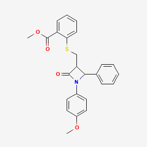 Methyl 2-({[1-(4-methoxyphenyl)-2-oxo-4-phenyl-3-azetanyl]methyl}sulfanyl)benzenecarboxylate