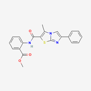 molecular formula C21H17N3O3S B2888702 METHYL 2-{3-METHYL-6-PHENYLIMIDAZO[2,1-B][1,3]THIAZOLE-2-AMIDO}BENZOATE CAS No. 852133-56-3